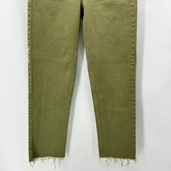 Re/Done 70s High Rise Stove Pipe Jeans Size 25 Green Ankle Straight Raw Hem Prep - Picture 4 of 12